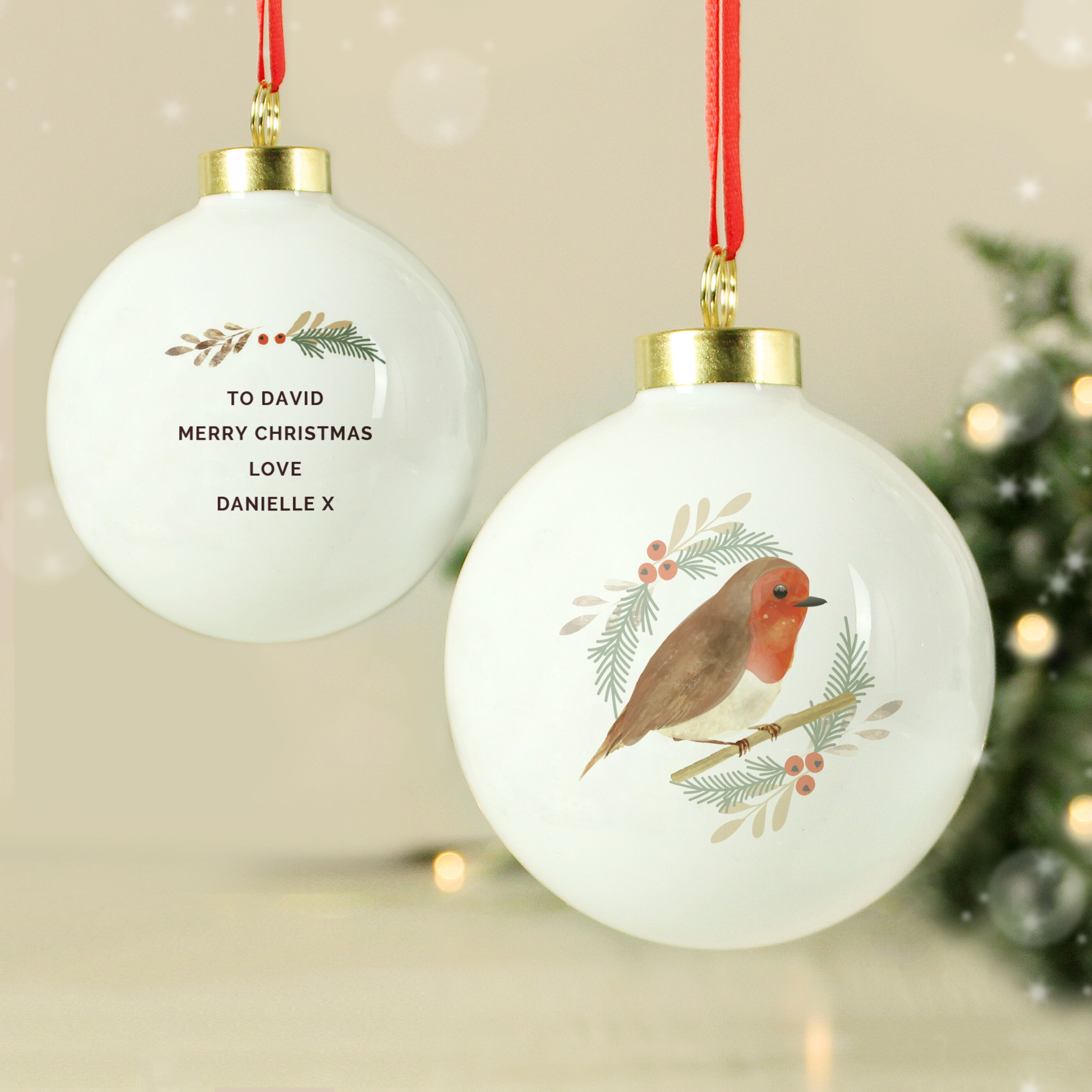 Personalised Robin Bauble