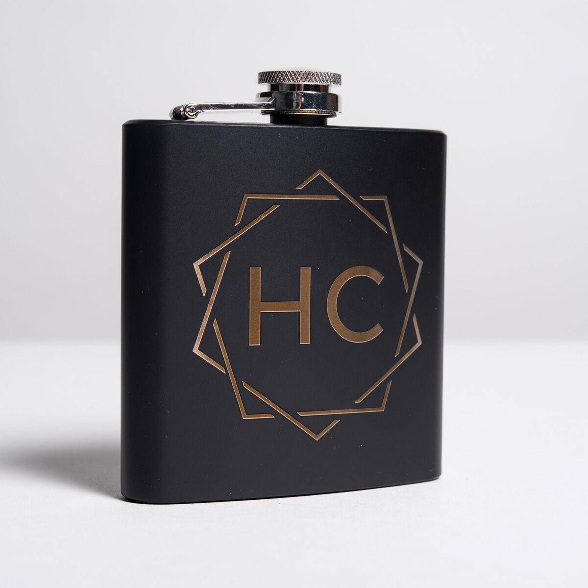 Personalised Matte Black Hip Flask - Initials