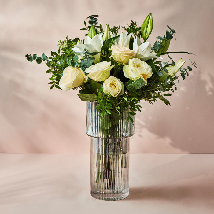 White Rose & Lily Flower Bouquet - FREE DELIVERY