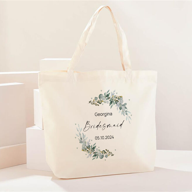 Personalised Bridesmaid Tote Bag - Botanical