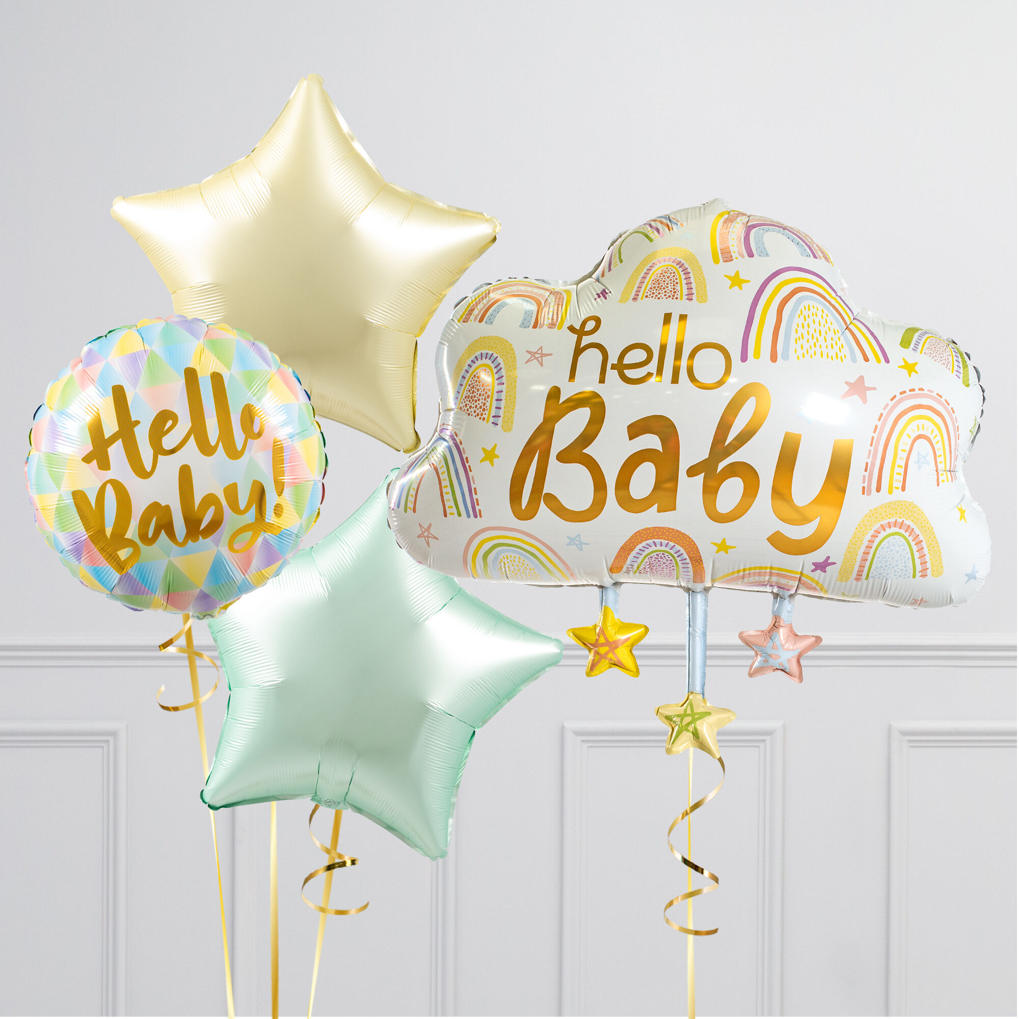 Hello Baby Rainbow Cloud Balloon Bundle - FREE DELIVERY