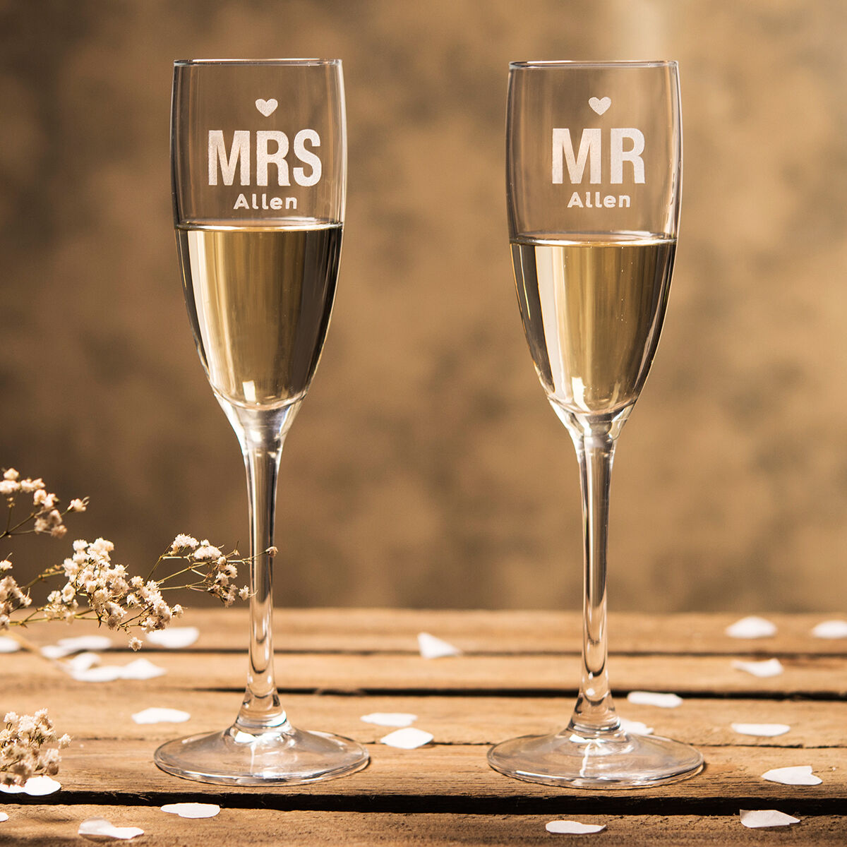 Mr & cheap mrs champagne glasses