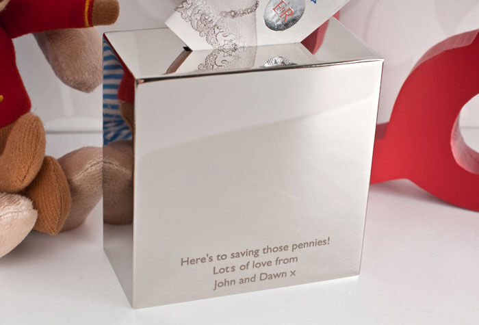 Personalised Silver Money Box - Christening