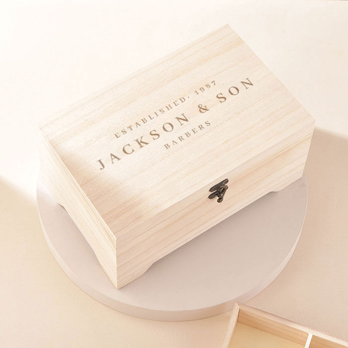 Personalised wooden shop box