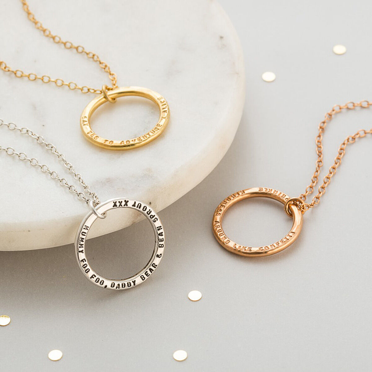 Personalised circle store necklace