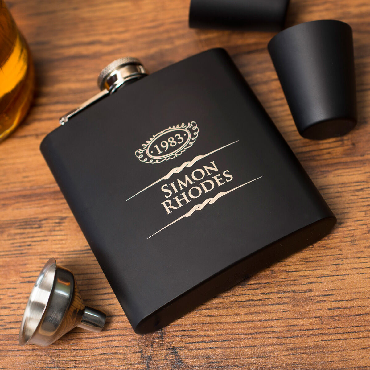 Personalised Matte Black Hip Flask