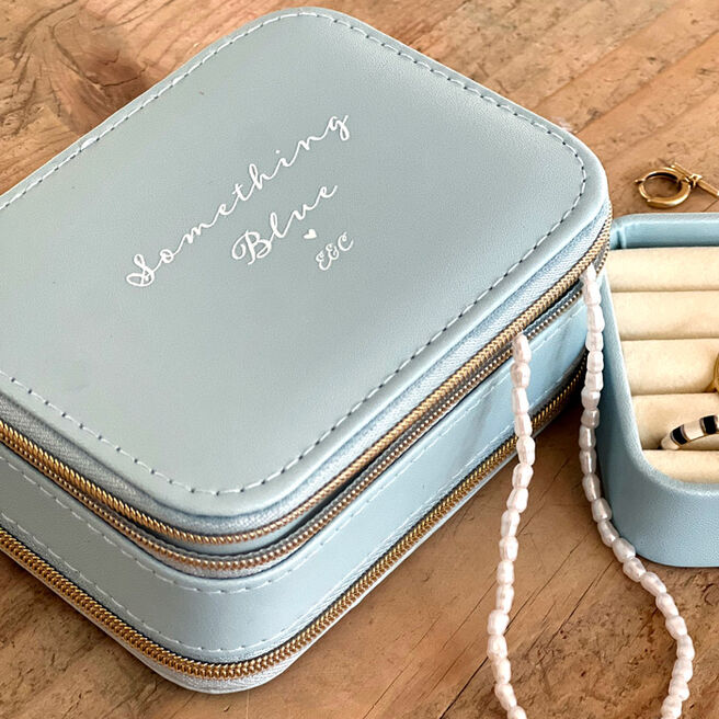 Personalised Something Blue Double Compartment Jewellery Box