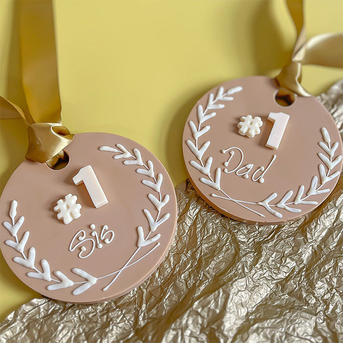 Personalised Blonde Chocolate Pistachio Gold Medal