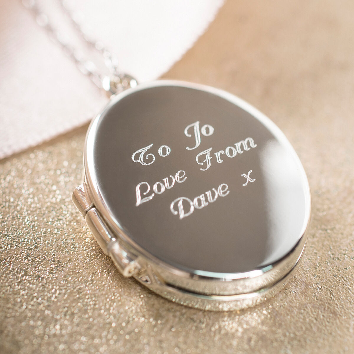 Engraved photo deals locket necklace