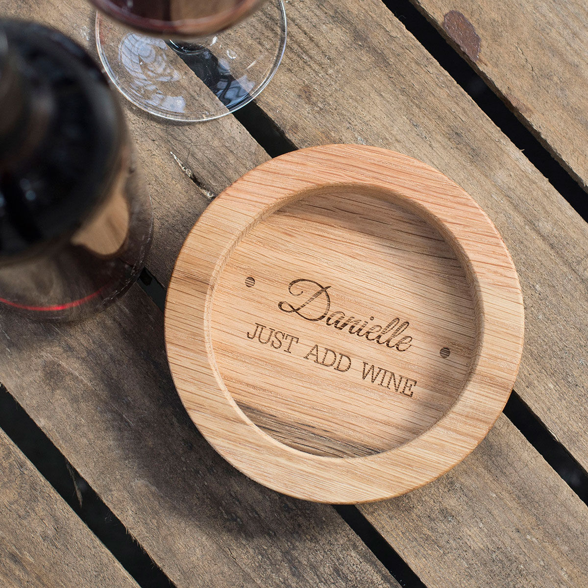 Personalised Wooden Wine Bottle Coaster Just Add Wine