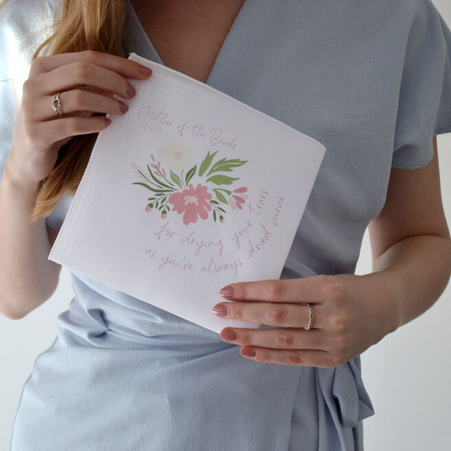 Personalised Mother Of The Bride Floral Handkerchief