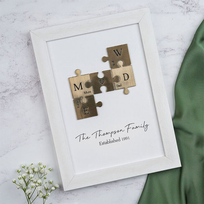 Personalised Metallic Family Puzzle Pieces A5 Print