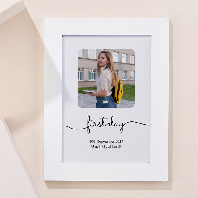 Photo Upload Framed Print - First Day of University