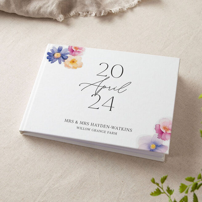 Personalised Date Wedding Guest Book - Pressed Floral