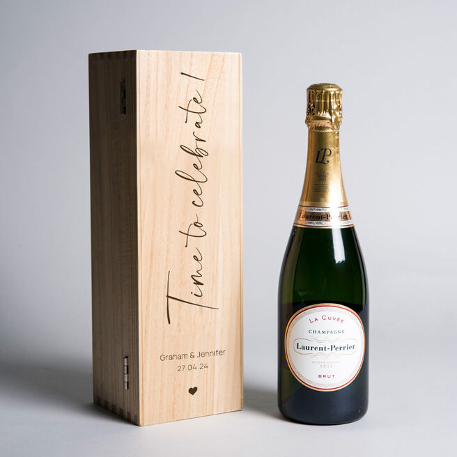 Engraved Wooden Box with Laurent Perrier - Time to Celebrate