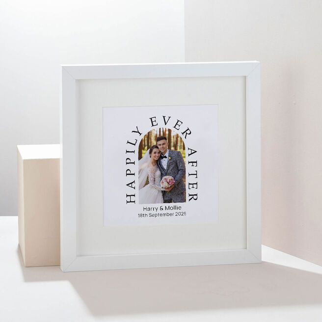Photo Upload Square Framed Wall Art Print - Happily Ever After