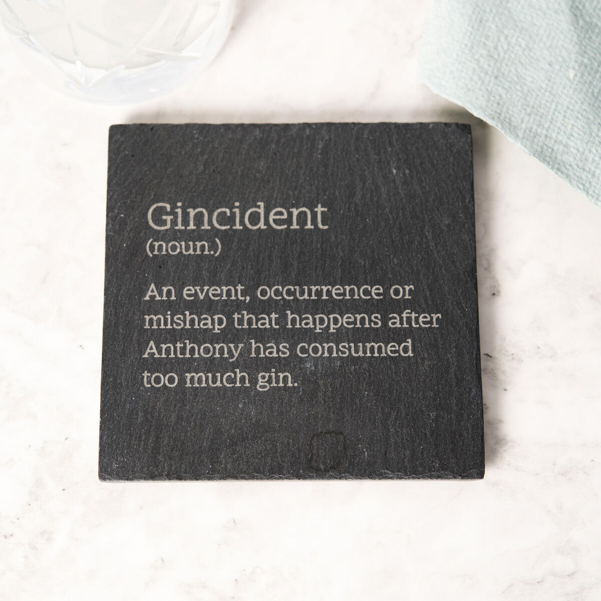 Engraved Slate Coaster Gincident GettingPersonal