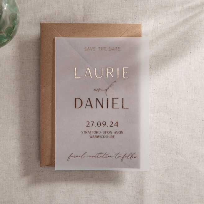 Personalised  Save the Date - Vellum Foiled Modern Elegance