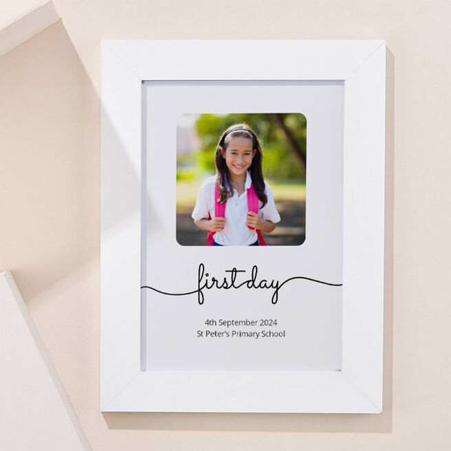 Photo Upload Framed Print - First Day of Primary School