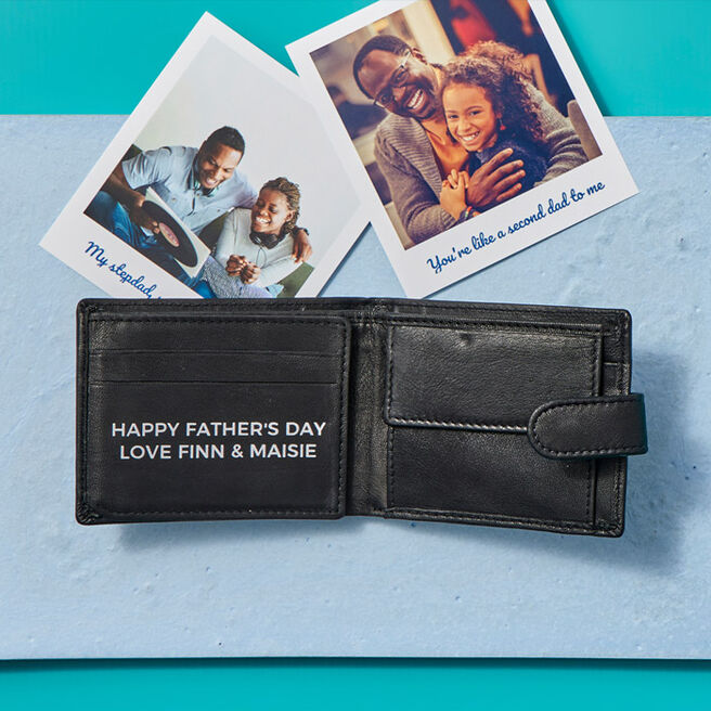 Personalised Message Leather Popper Wallet - Father's Day