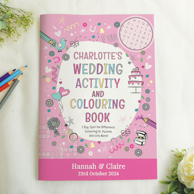 Personalised Wedding Activity Book - Pink