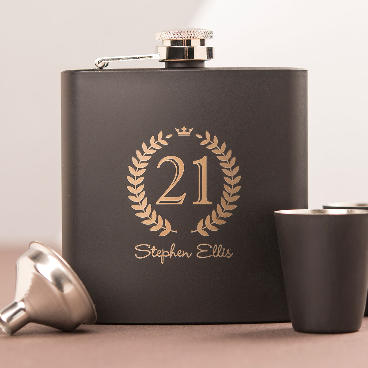 Personalised Matte Black Hip Flask - 21