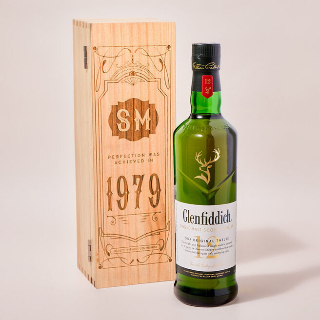Engraved Luxury Wooden Whisky Box Glenfiddich Whisky - Barbour