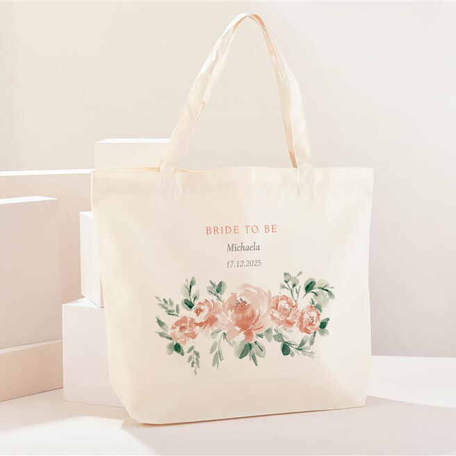 Personalised Bride To Be Floral Design Tote Bag