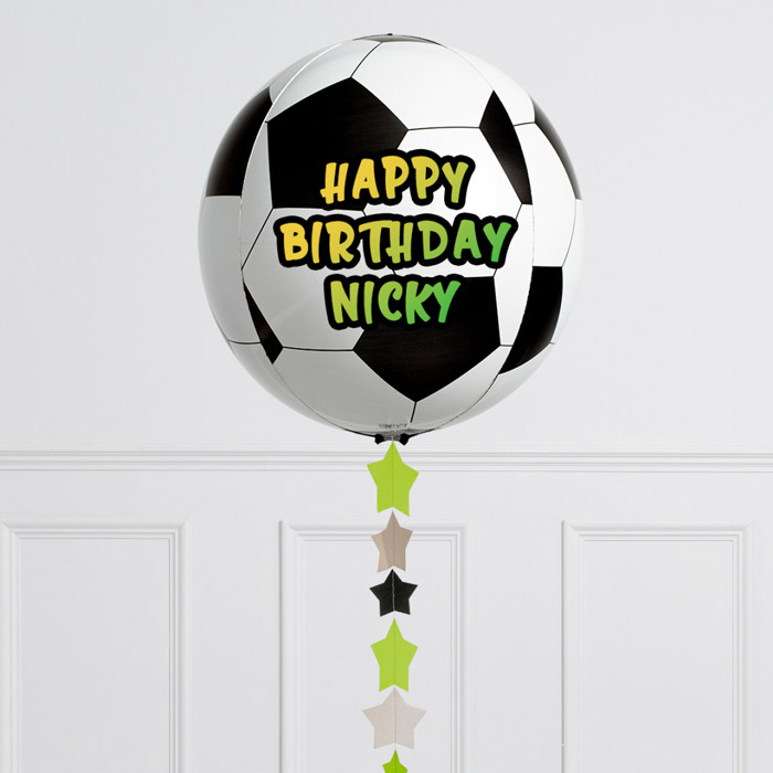Personalised Football Star Helium Orb Bubblegum Balloon - FREE DELIVERY