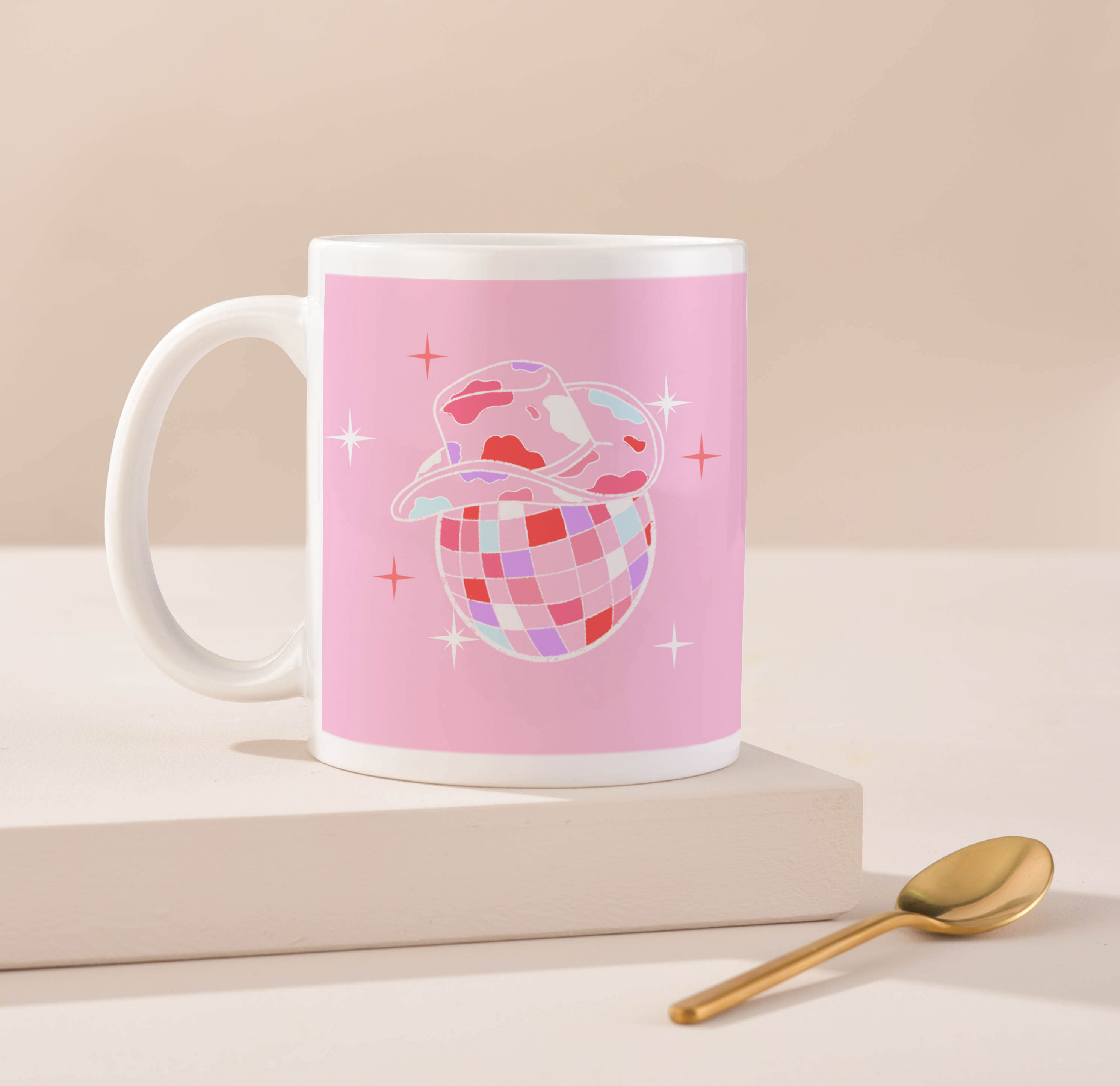 Personalised Pink Country Disco Ball Mug - Name's Era