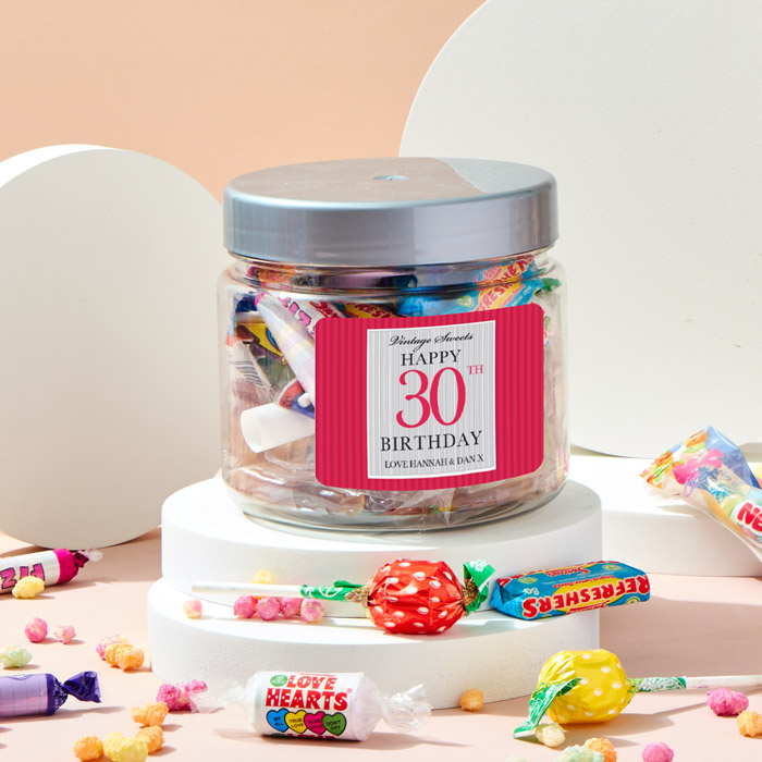 Personalised Retro Sweet Jar - Happy 30th Birthday