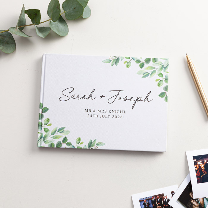 Personalised Wedding Guest Book - Green Eucalyptus