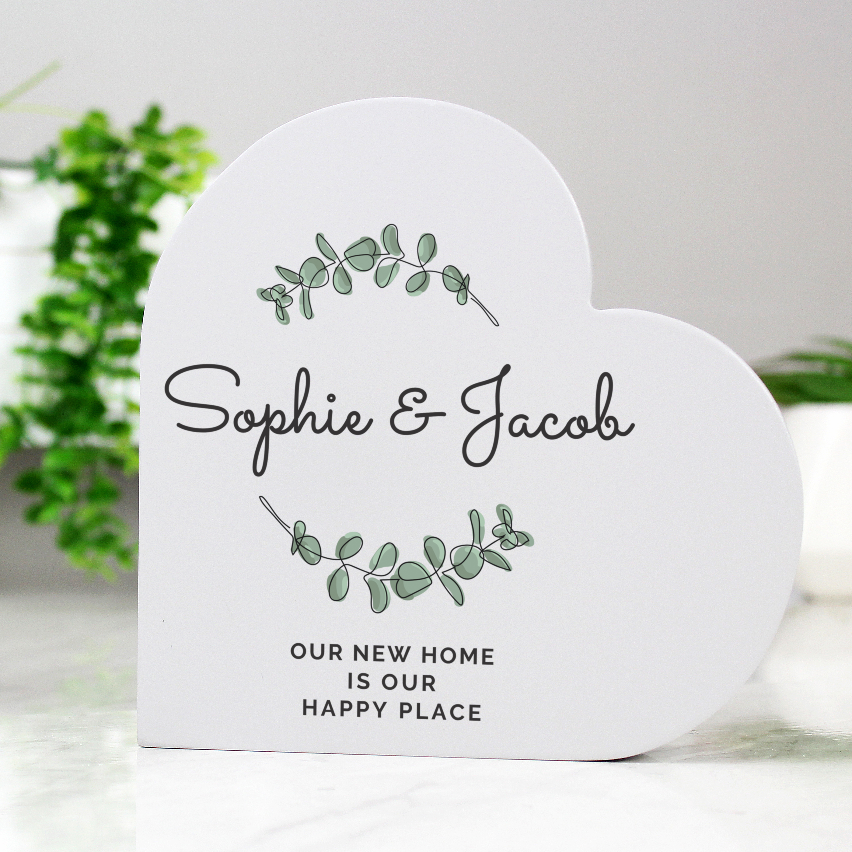 Personalised Botanical Free Standing Heart 