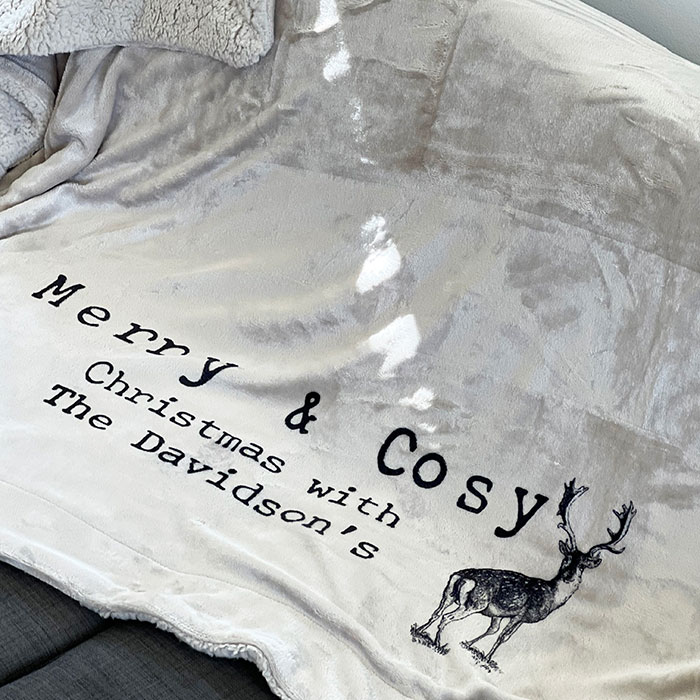 Personalised Merry & Cosy Family Christmas Blanket