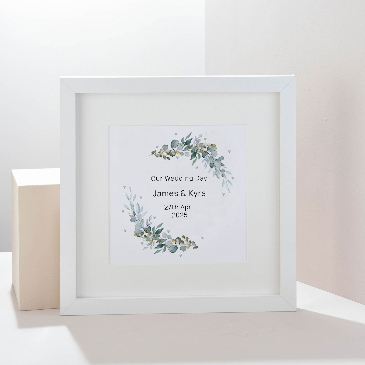 Personalised Square Framed Wall Art Print - Our Wedding Day