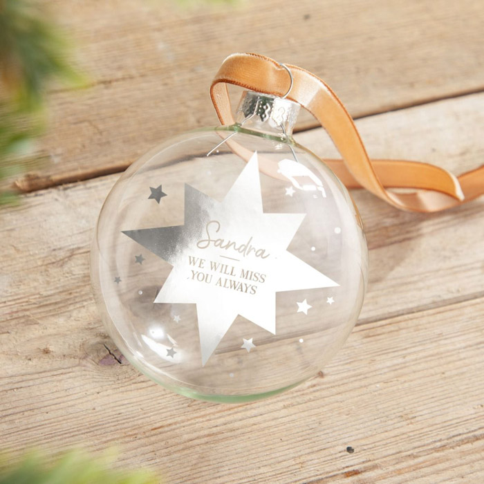 Personalised Foiled Star Memorial Bauble