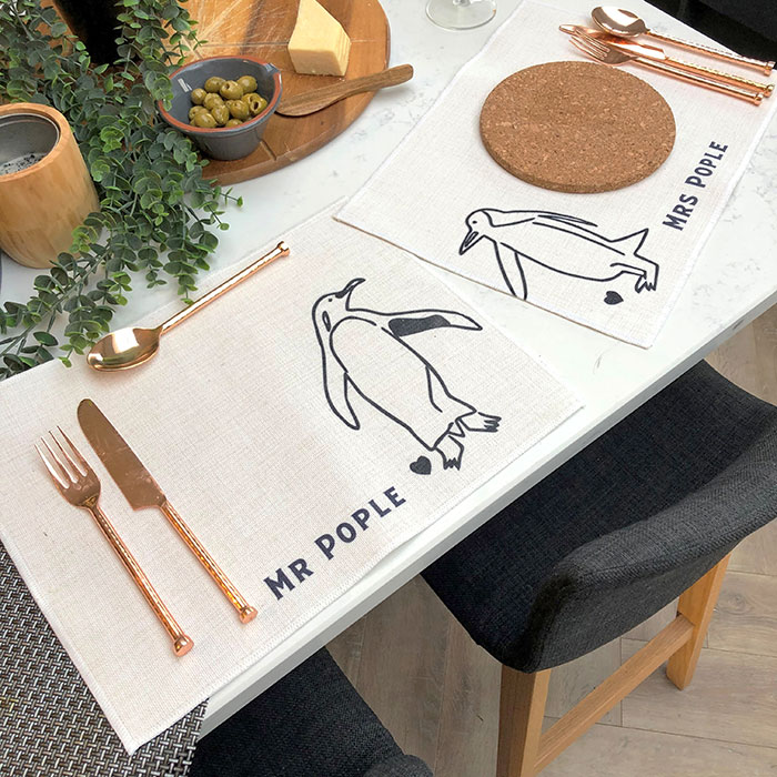 Penguins In Love Set of Placemats