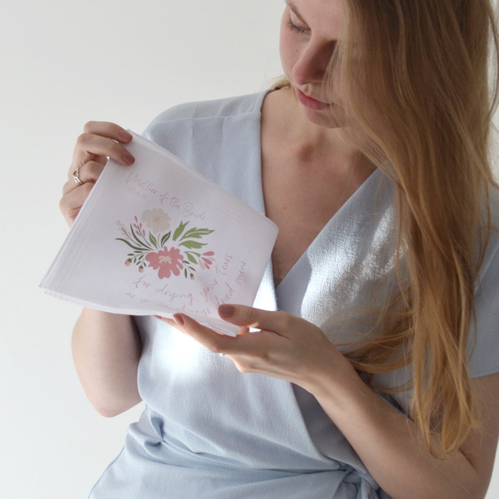 Personalised Mother Of The Bride Floral Handkerchief