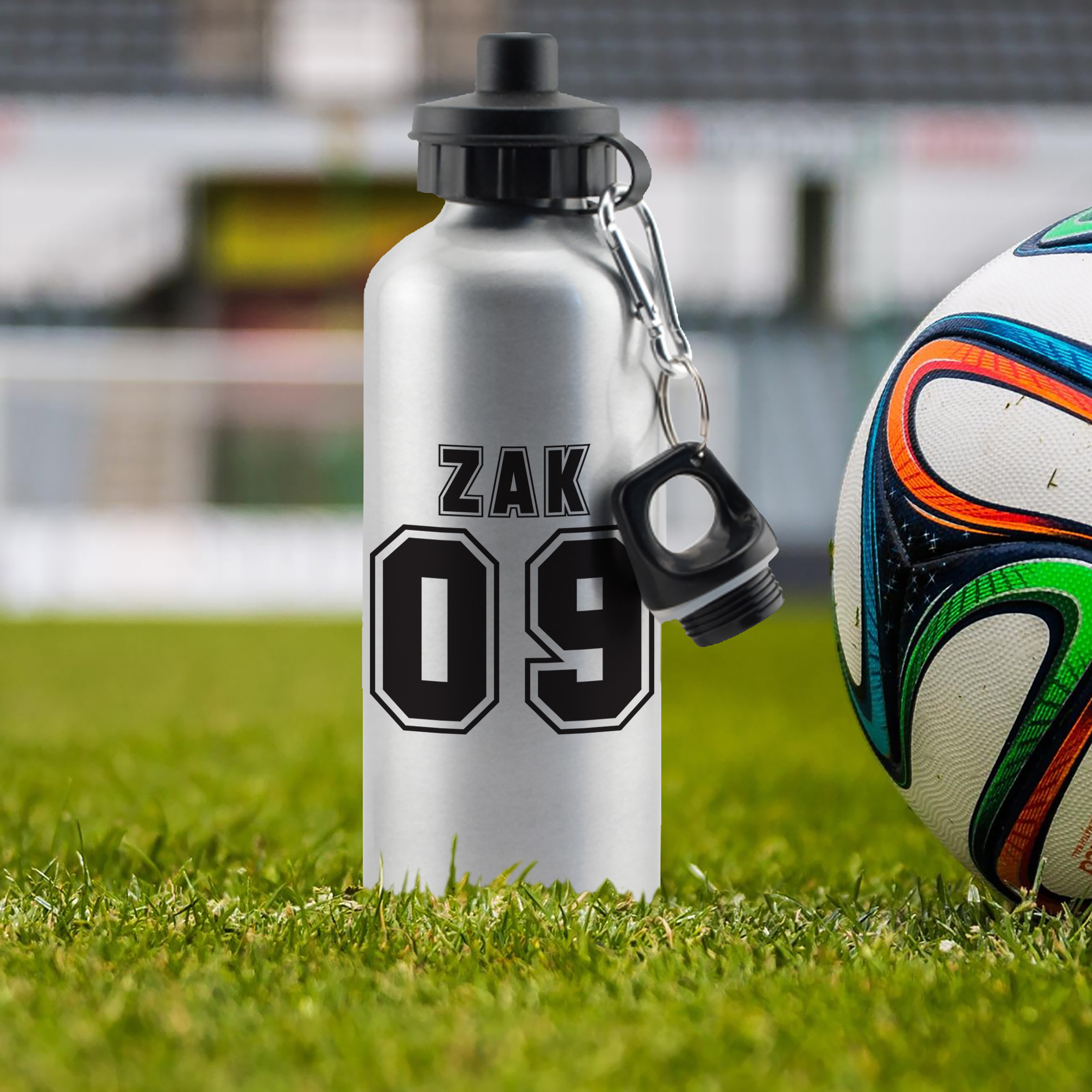 Personalised Sports Number Silver Drinkware