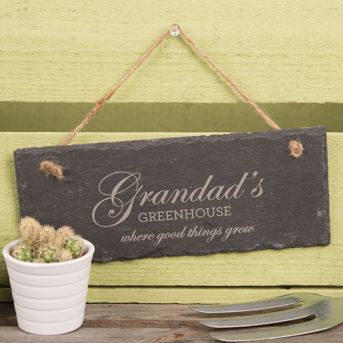Personalised Hanging Slate Sign- Grandad's Greenhouse