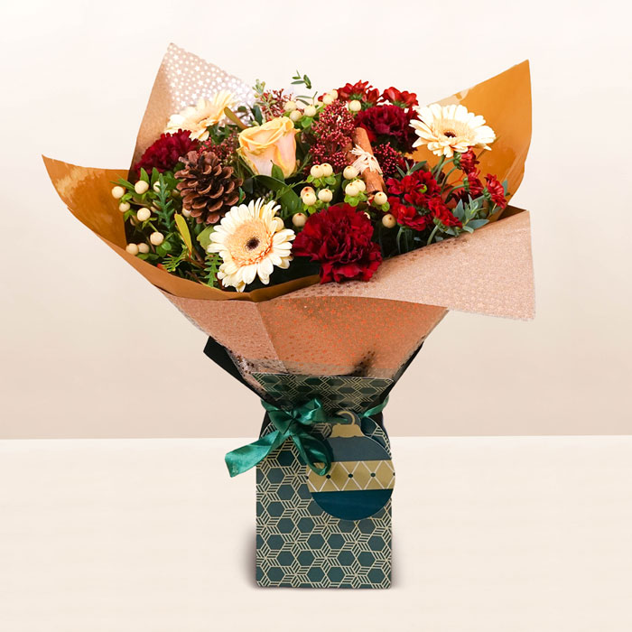 Christmas Gift Box Flower Bouquet - FREE DELIVERY