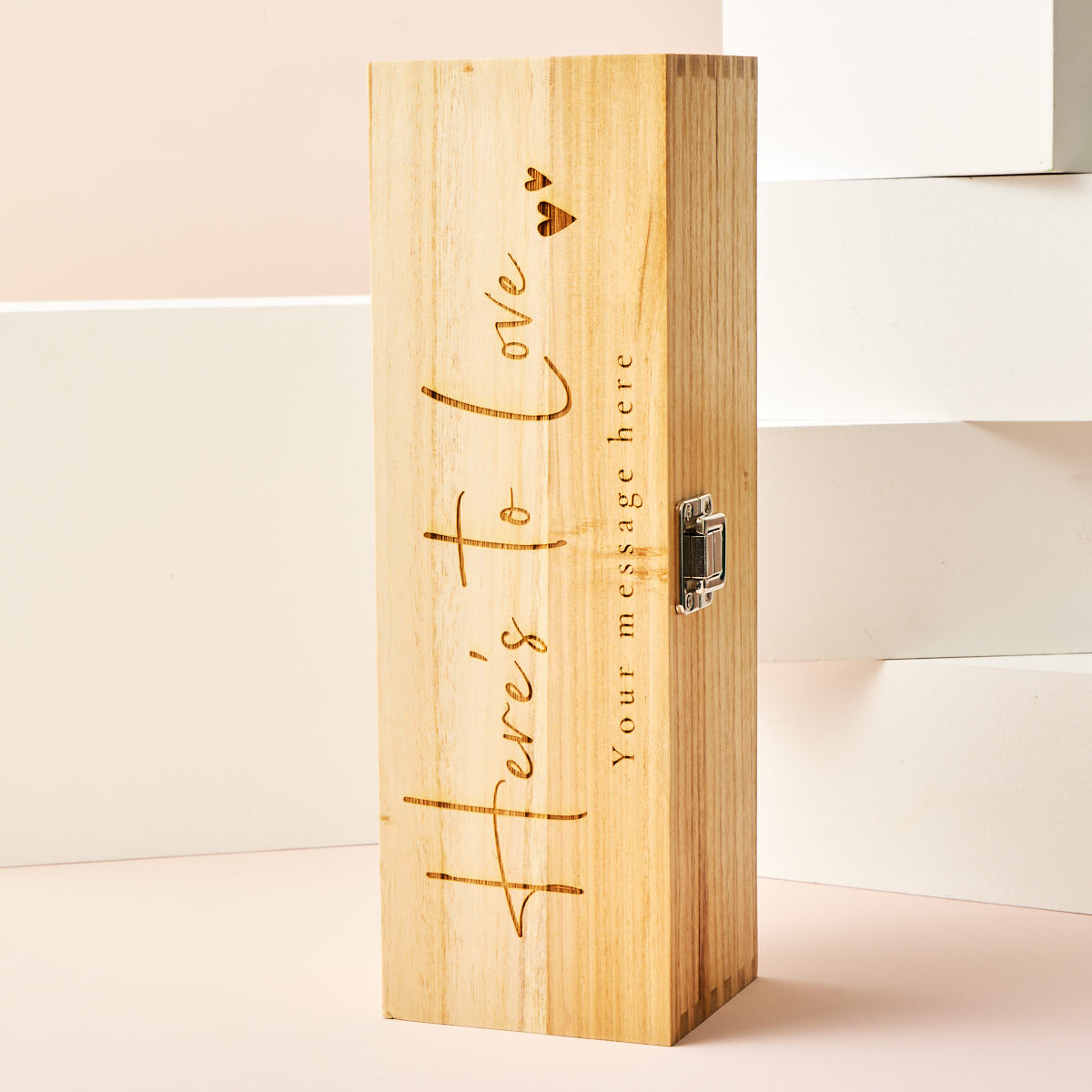 Engraved Wooden Box With Laurent-Perrier Champagne - Here's To Love