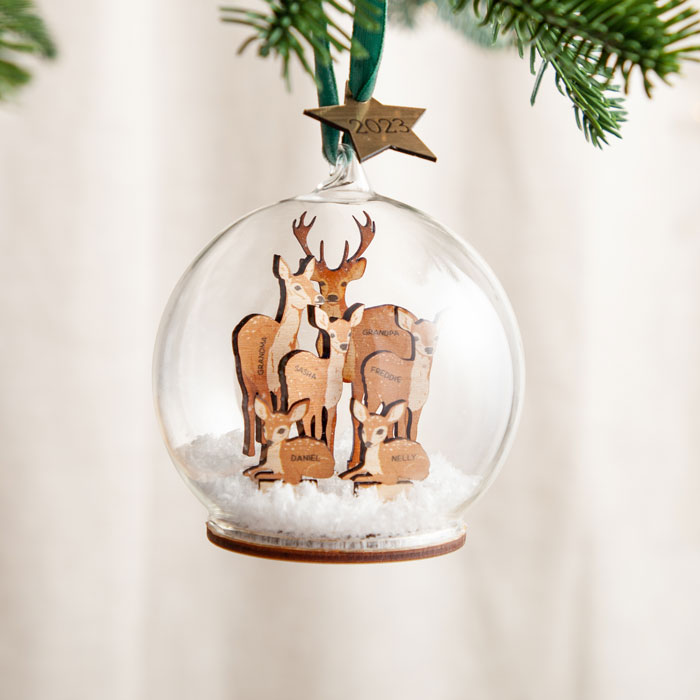 Personalised Family of Deer Personalised Christmas Bauble