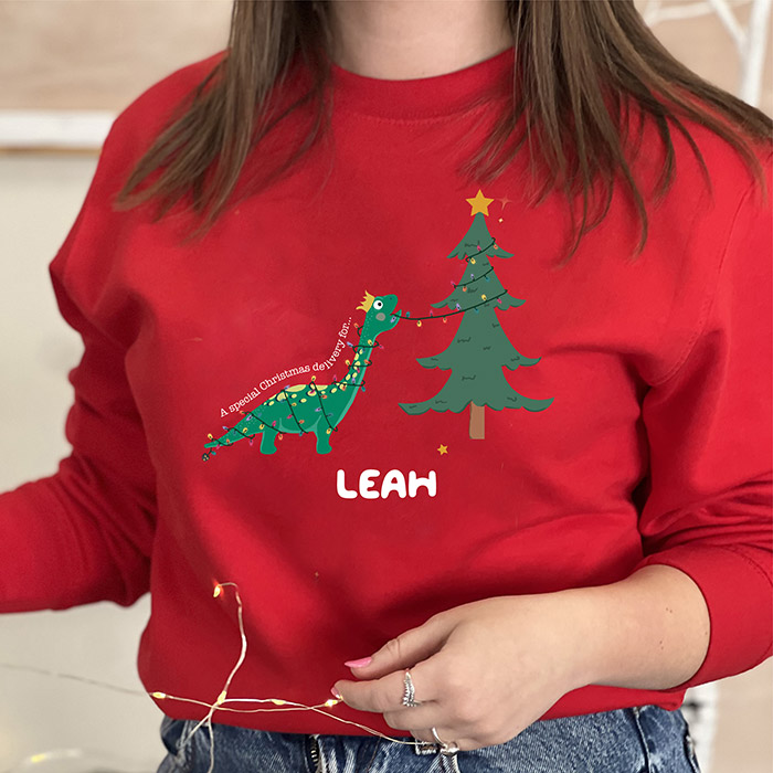 Personalised Adult Dinosaur Decorating Christmas Jumper