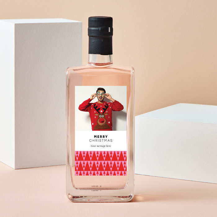 Personalised Photo Upload Pinkster Gin - Merry Christmas