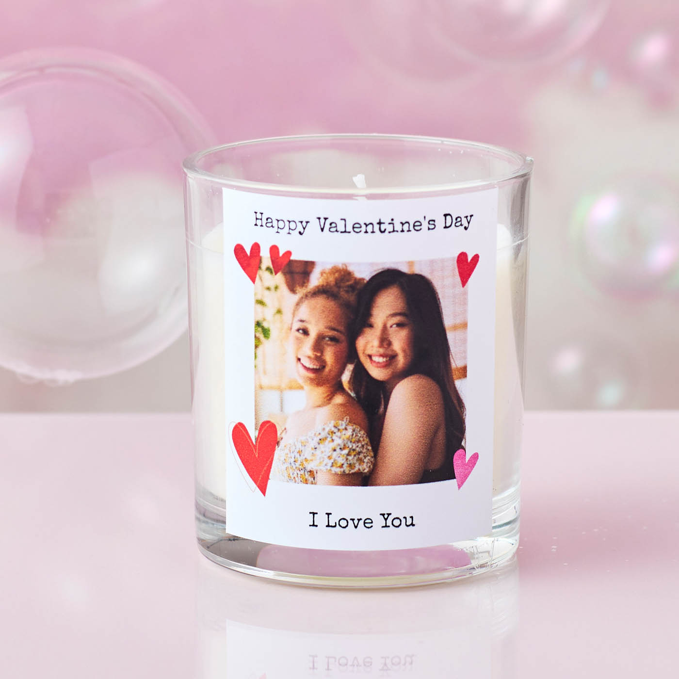 Personalised Valentine's Day Candle - Photo Upload with Hearts