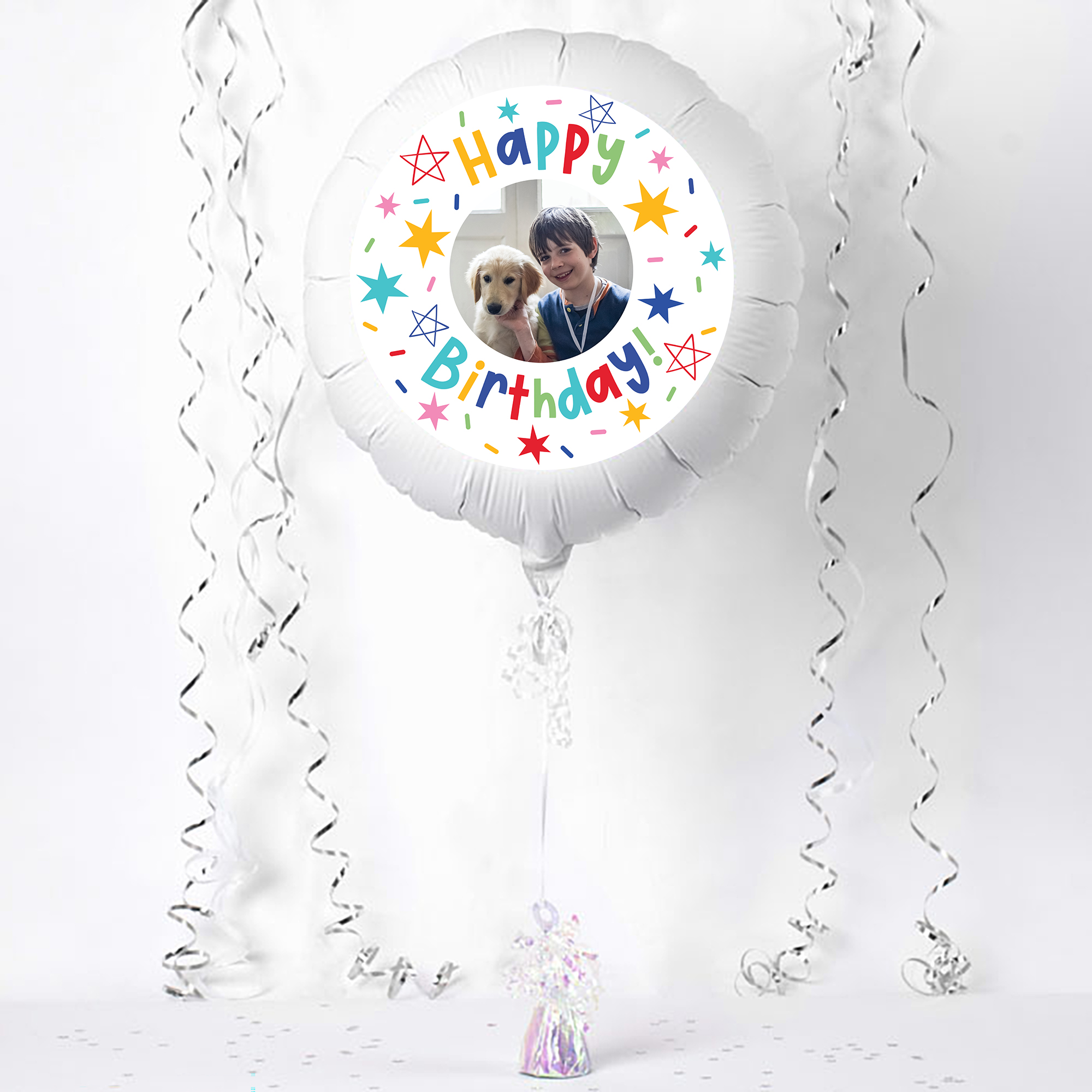 Photo Upload Balloon - Happy Birthday Stars