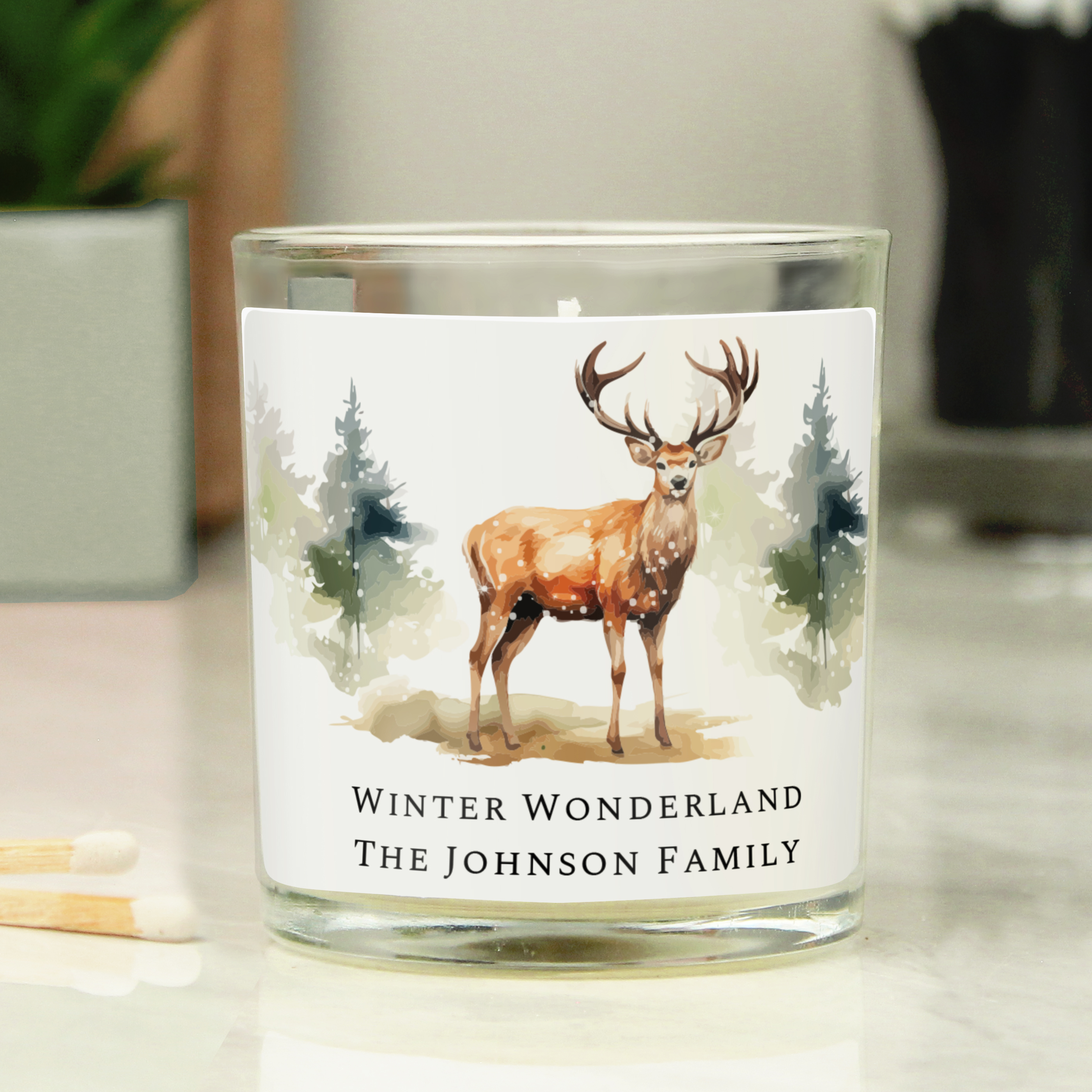 Personalised Water Colour Stag Candle Jar