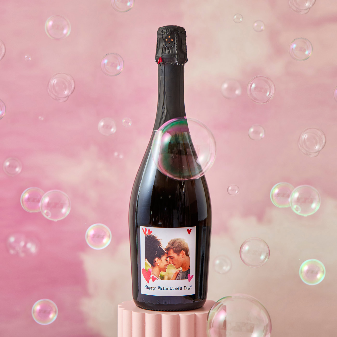 Photo Upload Prosecco - Happy Valentine's Day Hearts