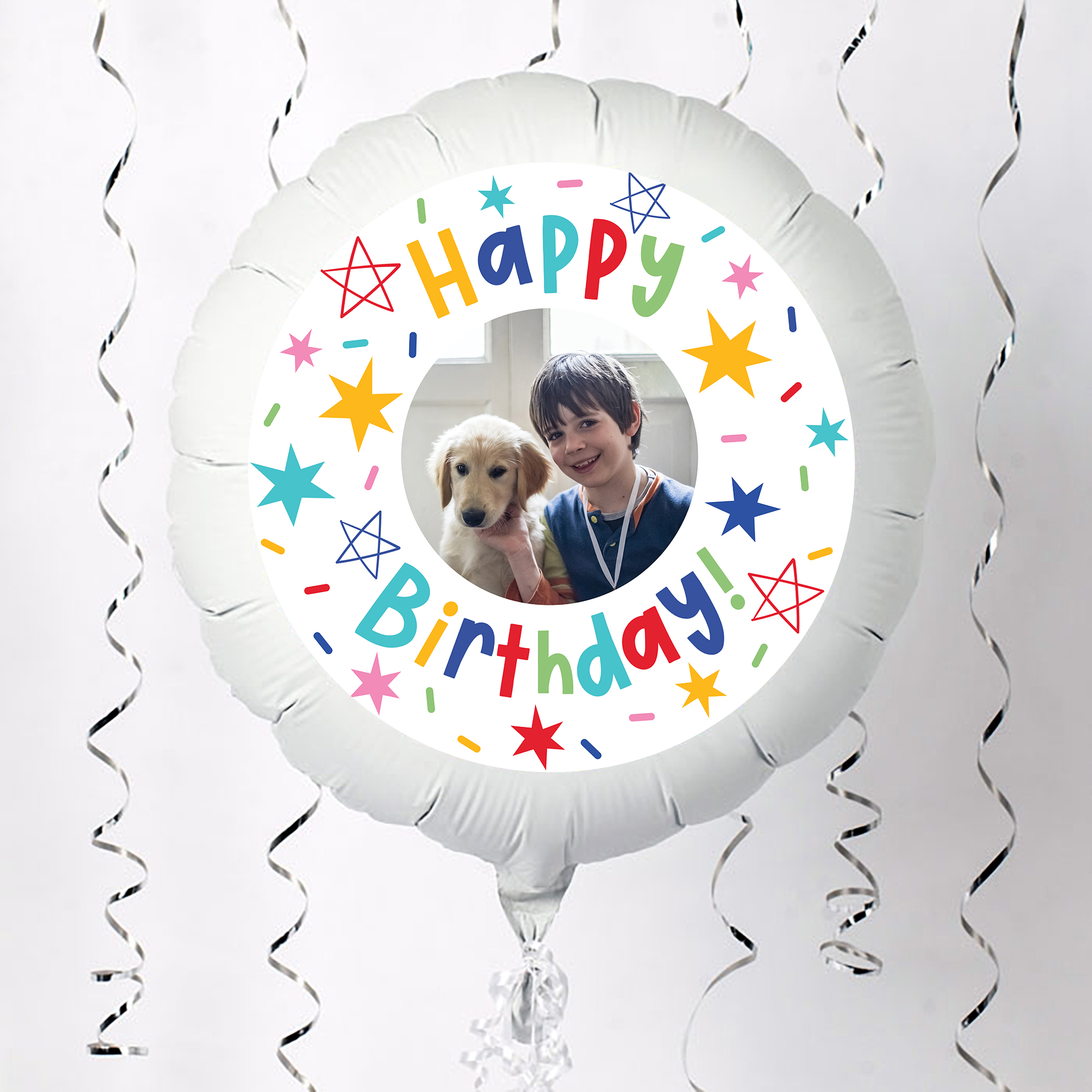 Photo Upload Balloon - Happy Birthday Stars